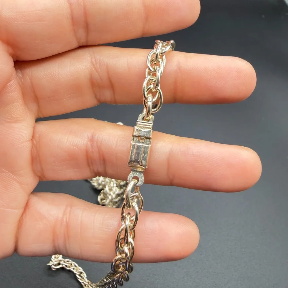 Silver Tone Long Twisted Rope Chain Necklace Layering Statement Costume Jewelry